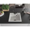 Mexen Vito 1-bowl granite sink with Duo kitchen tap, white - 6503-20-671701-70-B