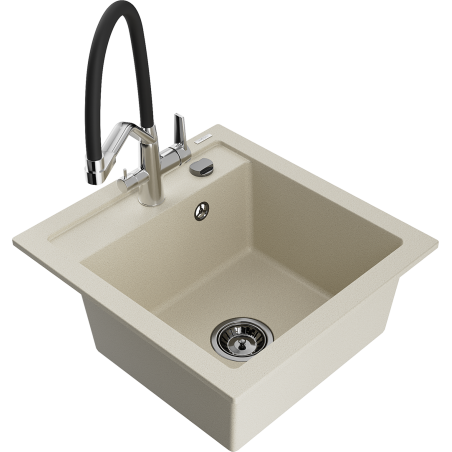 Mexen Vito lavello in granito a 1 vasca con miscelatore da cucina Duo, beige - 6503-69-671701-07-B