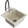 Mexen Vito Évier en granit 1 bac avec robinet de cuisine Duo, beige - 6503-69-671701-07-B