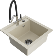 Mexen Vito Granitspüle 1-becken mit Küchenarmatur Duo, beige - 6503-69-671701-07-B