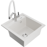 Mexen Vito fregadero de granito 1-cámara con grifo de cocina Duo, blanco - 6503-20-671701-02