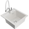 Mexen Vito granite sink 1-bowl with Duo kitchen tap, white - 6503-20-671701-02