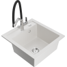 Mexen Vito granite sink 1-bowl with Duo kitchen tap, white - 6503-20-671701-07