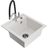 Mexen Vito granite kitchen sink, 1-bowl with Duo kitchen tap, white - 6503-20-671701-07-B