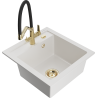Mexen Vito lavello da cucina in granito a 1 vasca con miscelatore Duo, bianco - 6503-20-671701-57-G