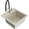 Mexen Vito 1-bowl granite sink with Duo kitchen mixer tap, beige - 6503-69-671701-07
