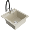 Mexen Vito lavello in granito a 1 vasca con rubinetto da cucina Duo, beige - 6503-69-671701-07