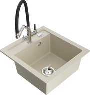 Mexen Vito Granitspüle 1-Kammer mit Duo Küchenarmatur, beige - 6503-69-671701-07