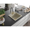Mexen Vito granitische spoelbak met 1 compartiment en Duo keukenkraan, beige - 6503-69-671701-57-G