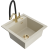 Mexen Vito fregadero de granito de 1 cubeta con grifo de cocina Duo, beige - 6503-69-671701-57-G