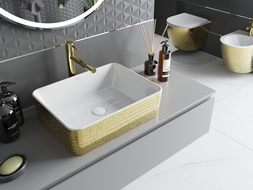Mexen Catia countertop washbasin 48 x 38 cm, white/gold scale pattern - 21314808
