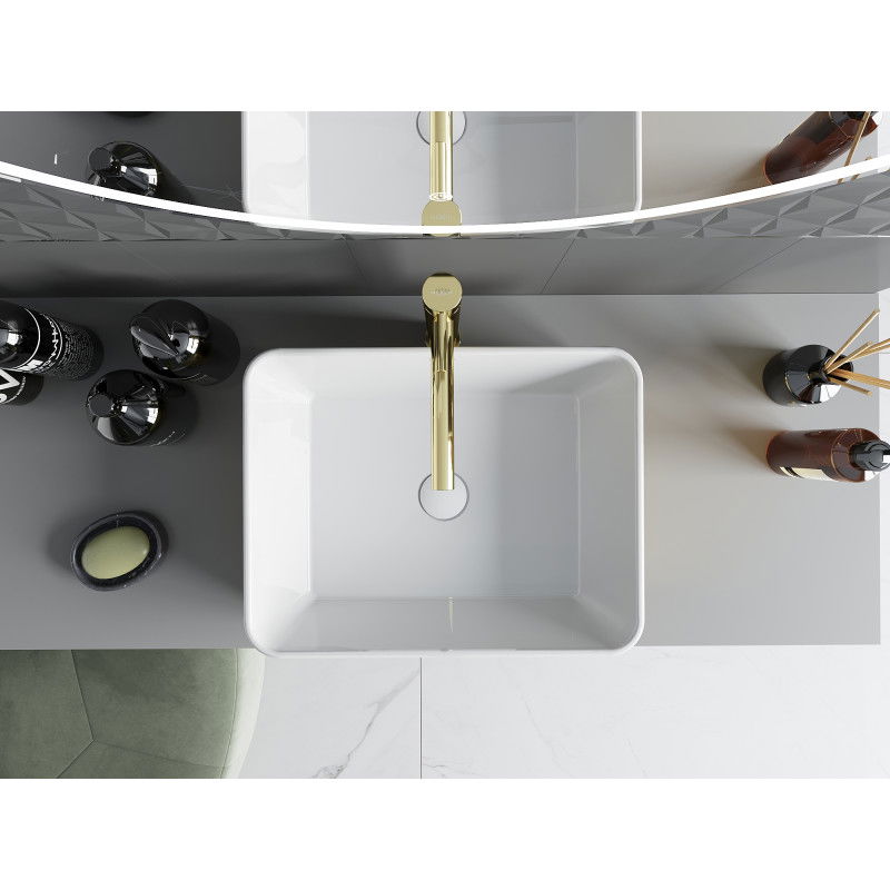 Mexen Catia lavatório de bancada 48 x 38 cm, padrão branco/dourado escamas - 21314808