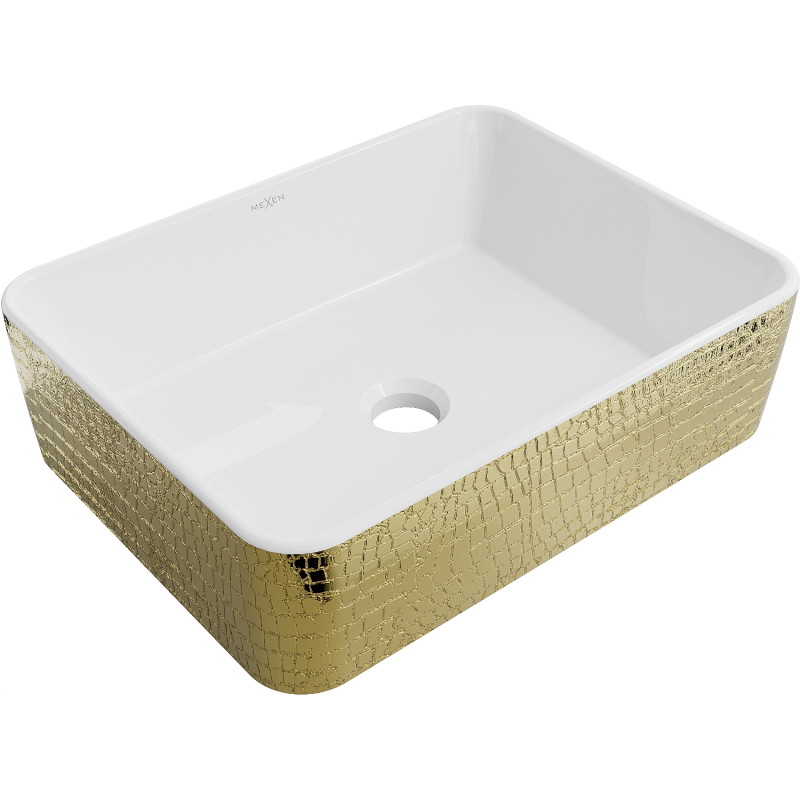 Mexen Catia lavabo de comptoir 48 x 38 cm, blanc/or motif écaille - 21314808