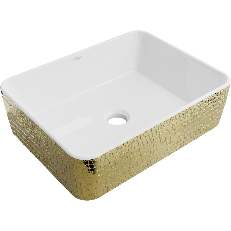 Mexen Catia opbouw wasbak 48 x 38 cm, wit/gouden schubbenpatroon - 21314808