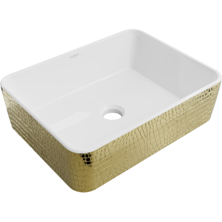 Mexen Catia Aufsatzwaschbecken 48 x 38 cm, weiß/goldenes Schuppenmuster - 21314808
