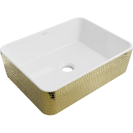 Mexen Catia lavabo sobre encimera 48 x 38 cm, blanco/dorado patrón de escamas - 21314808