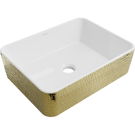 Mexen Catia opbouw wasbak 48 x 38 cm, wit/gouden schubbenpatroon - 21314808