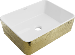 Mexen Catia lavabo da appoggio 48 x 38 cm, bianco/oro motivo a scaglie - 21314808
