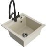 Mexen Vito granieten gootsteen met 1 bak met keukenmengkraan Duo, beige - 6503-69-671701-70-B