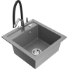 Mexen Vito 1-bowl granite kitchen sink with Duo faucet, gray - 6503-71-671701-07