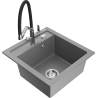 Mexen Vito 1-bowl granite sink with Duo kitchen tap, grey - 6503-71-671701-07