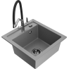 Mexen Vito fregadero de granito de 1 compartimento con grifo de cocina Duo, gris - 6503-71-671701-07-B