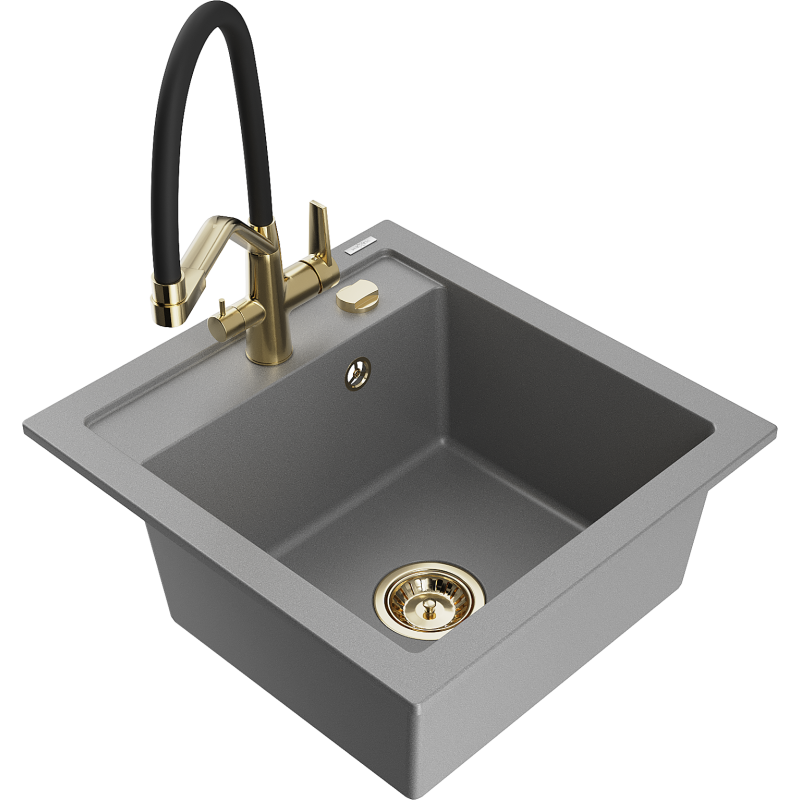 Mexen Vito Granit-Spullsteen 1-Kummer mat Kichenkran Duo, gro - 6503-71-671701-57-G