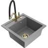 Mexen Vito fregadero de granito de 1 cubeta con grifo de cocina Duo, gris - 6503-71-671701-57-G