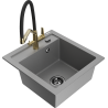 Mexen Vito évier en granit 1 bac avec robinet de cuisine Duo, gris - 6503-71-671701-57-B