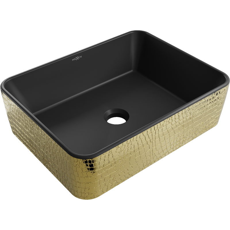 Mexen Catia lavabo à poser 48 x 37 cm, noir mat/motif écaille dorée - 21314878