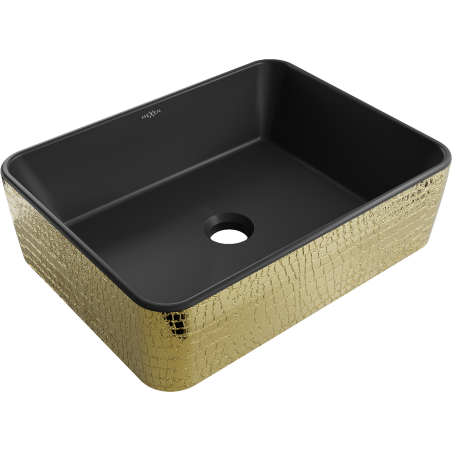 Mexen Catia lavabo à poser 48 x 37 cm, noir mat/motif écaille dorée - 21314878