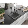 Mexen Vito Granitspüle 1-Becken mit Küchenarmatur Duo, Grau - 6503-71-671701-70-B