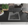Mexen Vito granit gootsteen 1-komoriger met keukenkraan Duo, grijs - 6503-71-671701-70-B