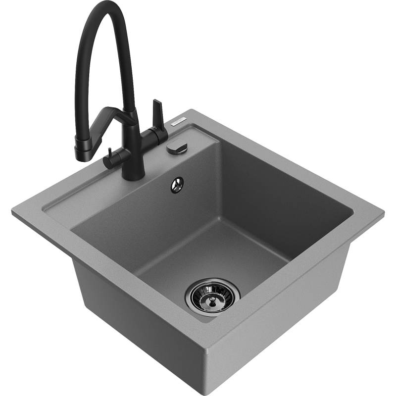 Mexen Vito Granit-Spullsteen 1-Kummer mat Kichenhahn Duo, gro - 6503-71-671701-70-B