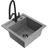 Mexen Vito granite kitchen sink 1-bowl with Duo tap, gray - 6503-71-671701-70-B