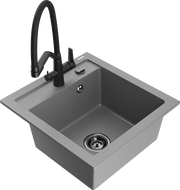 Mexen Vito lavello in granito ad 1 vasca con miscelatore cucina Duo, grigio - 6503-71-671701-70-B