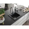 Mexen Vito 1-bowl granite sink with Duo kitchen tap, black/silver metallic - 6503-73-671701-07