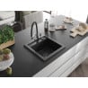 Mexen Vito 1-bowl granite sink with Duo kitchen tap, black/silver metallic - 6503-73-671701-07-B