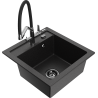 Mexen Vito granit gootsteen 1-kompartment met keukenkraan Duo, zwart/zilver metallic - 6503-73-671701-07-B