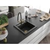 Mexen Vito 1-bowl granite sink with Duo kitchen tap, black/silver metallic - 6503-73-671701-57-G