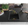 Mexen Vito fregadero de granito de 1 compartimento con grifo de cocina Duo, negro/plateado metálico - 6503-73-671701-57-G