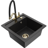 Mexen Vito granit gootsteen 1-komor met keukenmengkraan Duo, zwart/zilver metallic - 6503-73-671701-57-G
