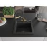 Mexen Vito Granitspüle einbecken mit Küchenarmatur Duo, schwarz/silber metallic - 6503-73-671701-57-B
