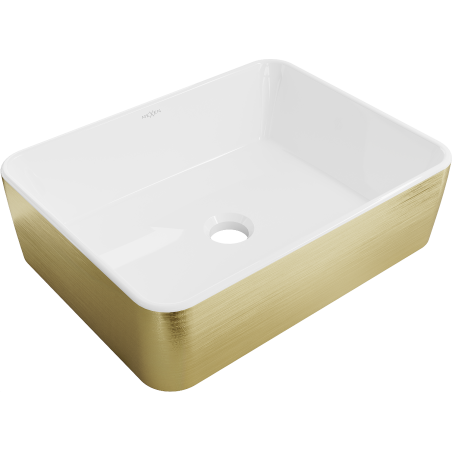 Mexen Catia Aufsatzwaschbecken 48 x 38 cm, weiß/Gold, Linienmuster - 21314817