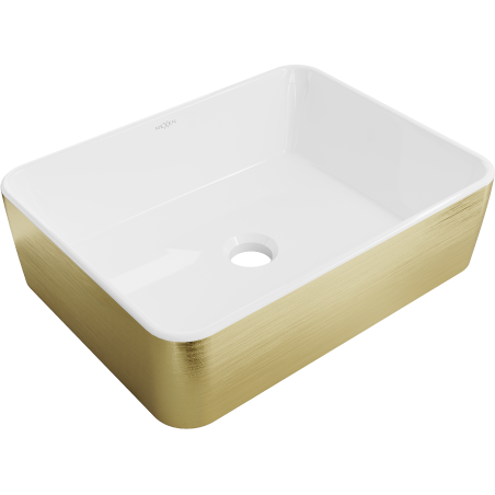 Mexen Catia lavabo à poser 48 x 38 cm, blanc/doré motif lignes - 21314817