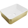 Mexen Catia lavabo à poser 48 x 38 cm, blanc/doré motif lignes - 21314817