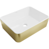 Mexen Catia lavatório de bancada 48 x 38 cm, branco/dourado padrão linhas - 21314817