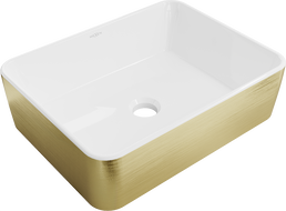 Mexen Catia lavabo da appoggio 48 x 38 cm, bianco/oro motivo linee - 21314817