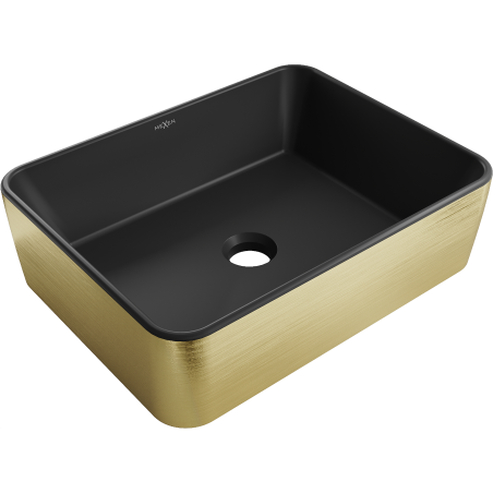 Mexen Catia Aufsatzwaschbecken 48 x 37 cm, schwarz matt/goldenes Linienmuster - 21314877