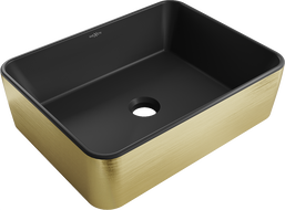 Mexen Catia lavabo da appoggio 48 x 37 cm, nero opaco/motivo oro linee - 21314877